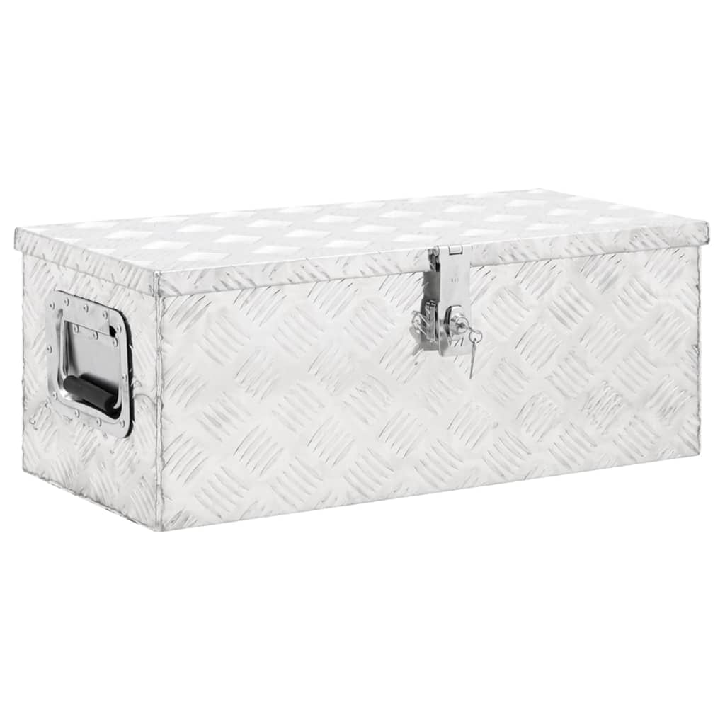 vidaXL Cutie de depozitare, argintiu, 70x31x27 cm, aluminiu vidaXL Cutie de depozitare, argintiu, 70x31x27 cm, aluminiu