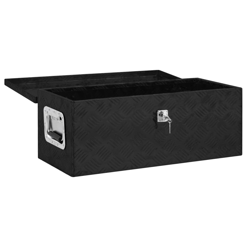 vidaXL Cutie de depozitare, negru, 70x31x27 cm, aluminiu vidaXL Cutie de depozitare, negru, 70x31x27 cm, aluminiu