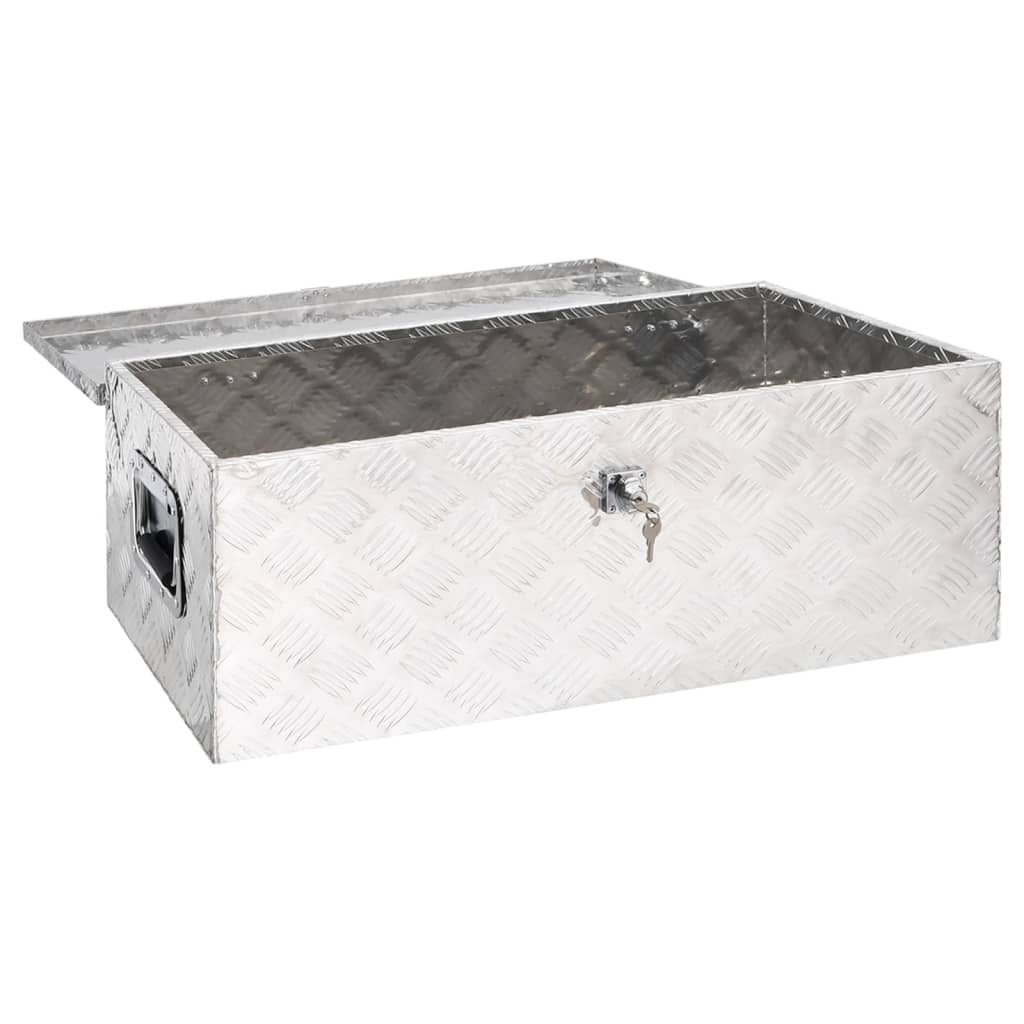 vidaXL Cutie de depozitare, argintiu, 80x39x30 cm, aluminiu vidaXL Cutie de depozitare, argintiu, 80x39x30 cm, aluminiu