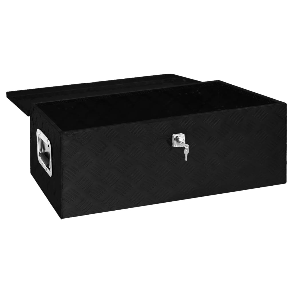 vidaXL Cutie de depozitare, negru, 80x39x30 cm, aluminiu vidaXL Cutie de depozitare, negru, 80x39x30 cm, aluminiu
