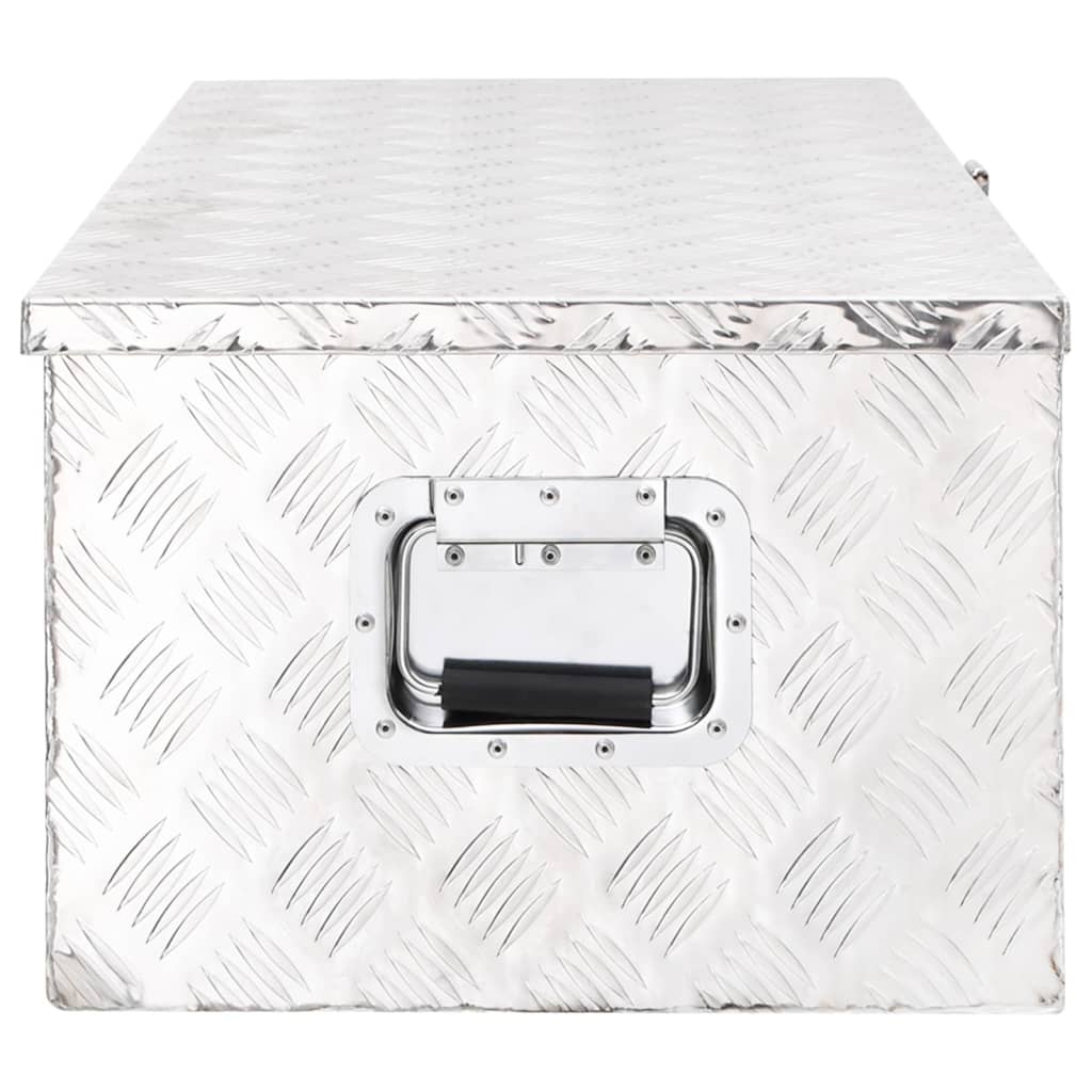 vidaXL Cutie de depozitare, argintiu, 90x47x33,5 cm, aluminiu vidaXL Cutie de depozitare, argintiu, 90x47x33,5 cm, aluminiu