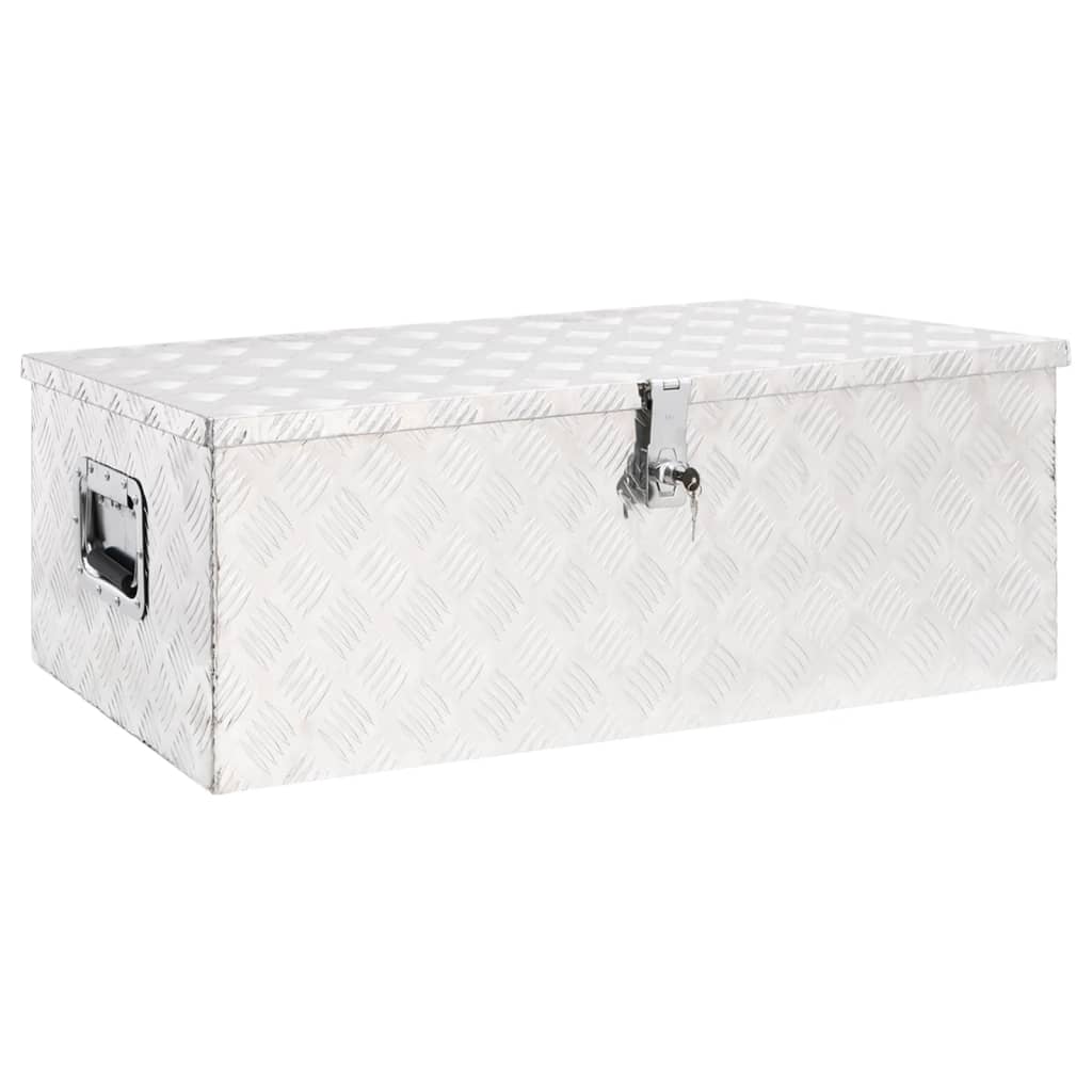 vidaXL Cutie de depozitare, argintiu, 90x47x33,5 cm, aluminiu vidaXL Cutie de depozitare, argintiu, 90x47x33,5 cm, aluminiu