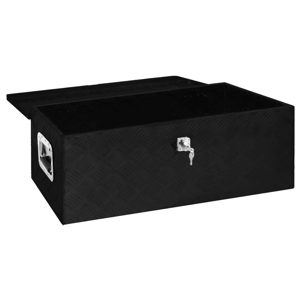 vidaXL Cutie de depozitare, negru, 90x47x33,5 cm, aluminiu vidaXL Cutie de depozitare, negru, 90x47x33,5 cm, aluminiu
