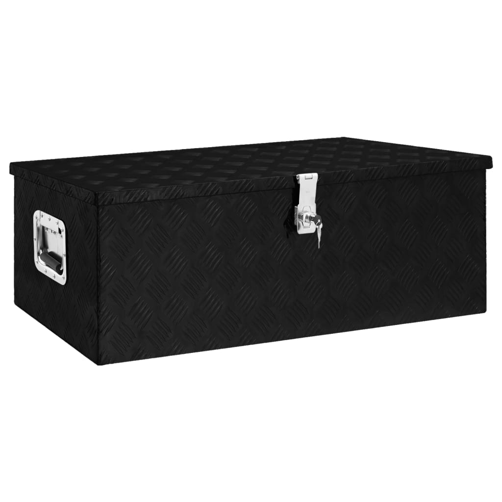 vidaXL Cutie de depozitare, negru, 90x47x33,5 cm, aluminiu vidaXL Cutie de depozitare, negru, 90x47x33,5 cm, aluminiu