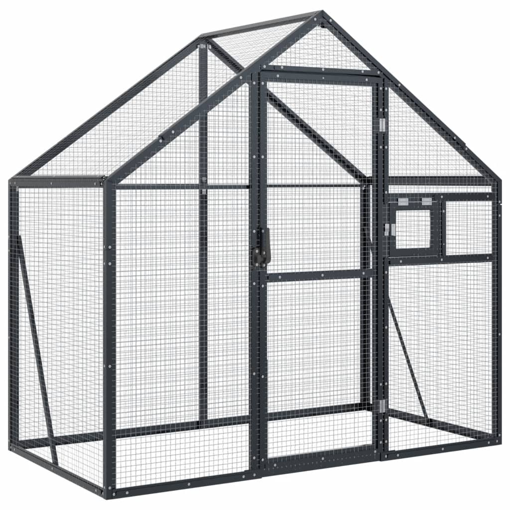 vidaXL Volieră de păsări, antracit, 179x100x185 cm, aluminiu