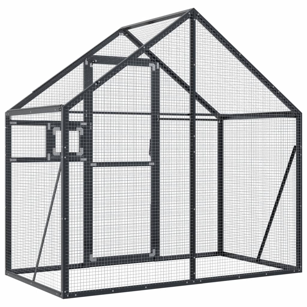 vidaXL Volieră de păsări, antracit, 179x100x185 cm, aluminiu