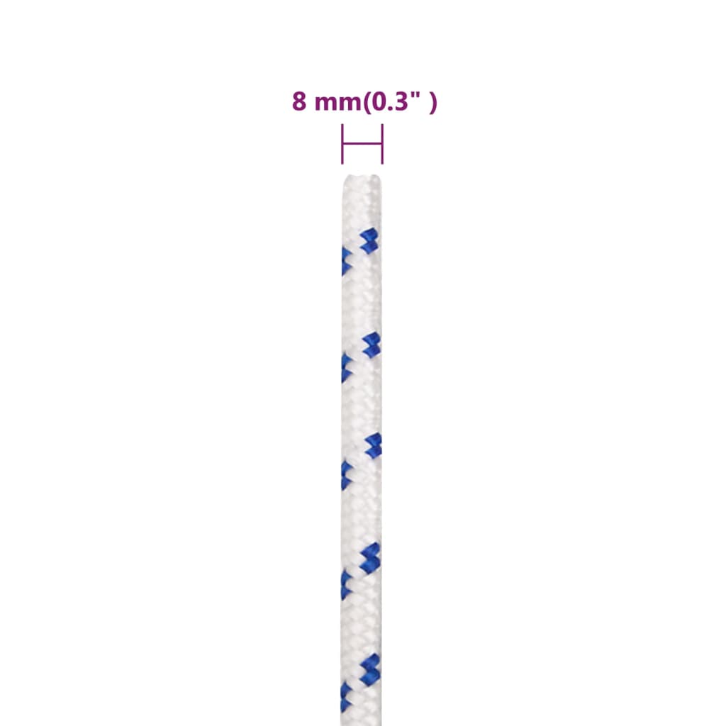 vidaXL Frânghie de barcă, alb, 8 mm, 25 m, polipropilenă vidaXL Frânghie de barcă, alb, 8 mm, 25 m, polipropilenă