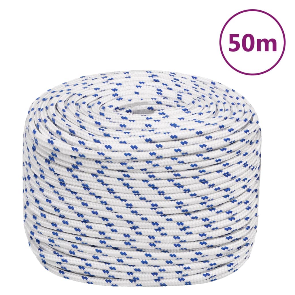 vidaXL Frânghie de barcă, alb, 8 mm, 50 m, polipropilenă vidaXL Frânghie de barcă, alb, 8 mm, 50 m, polipropilenă