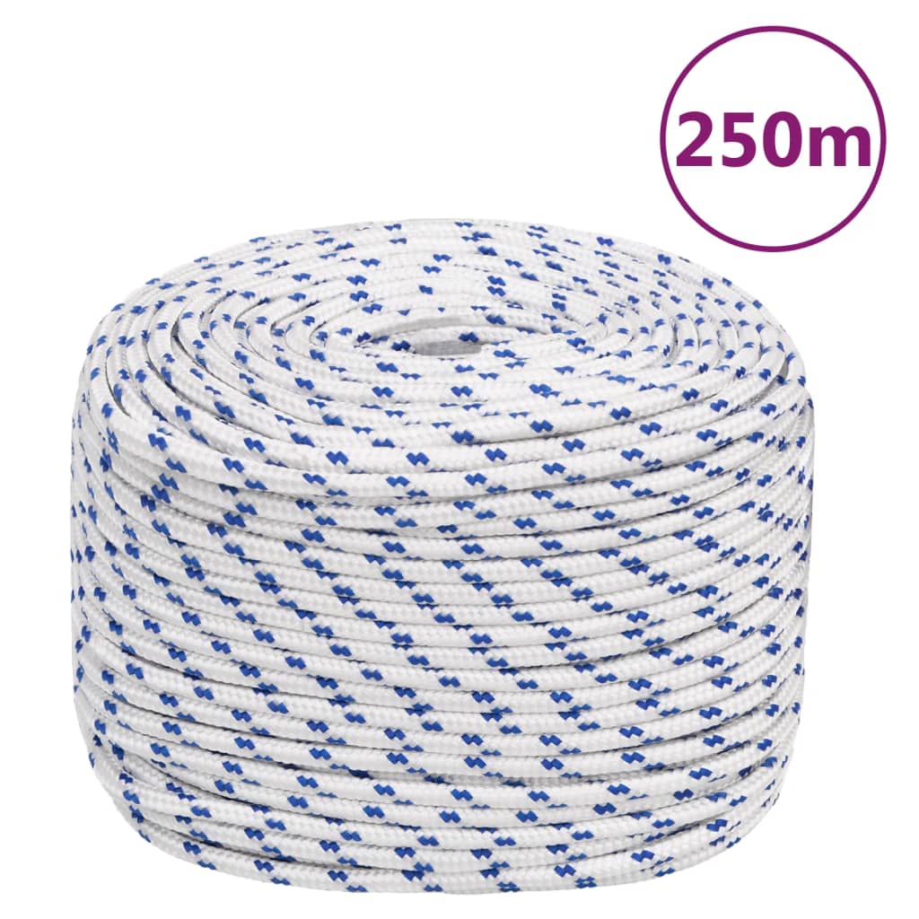 vidaXL Frânghie de barcă, alb, 8 mm, 250 m, polipropilenă