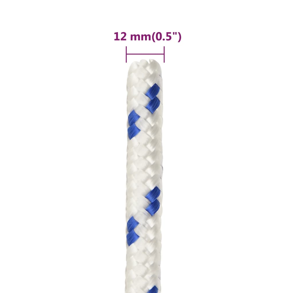 vidaXL Frânghie de barcă, alb, 12 mm, 100 m, polipropilenă vidaXL Frânghie de barcă, alb, 12 mm, 100 m, polipropilenă