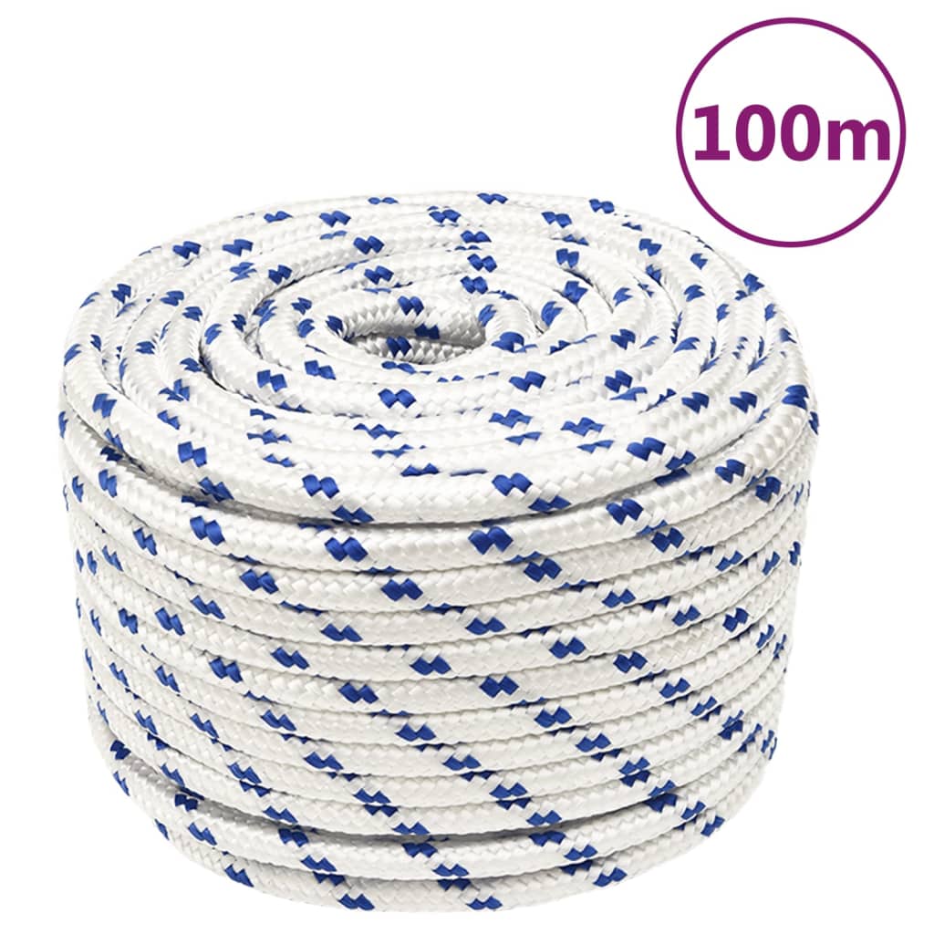 vidaXL Frânghie de barcă, alb, 12 mm, 100 m, polipropilenă vidaXL Frânghie de barcă, alb, 12 mm, 100 m, polipropilenă