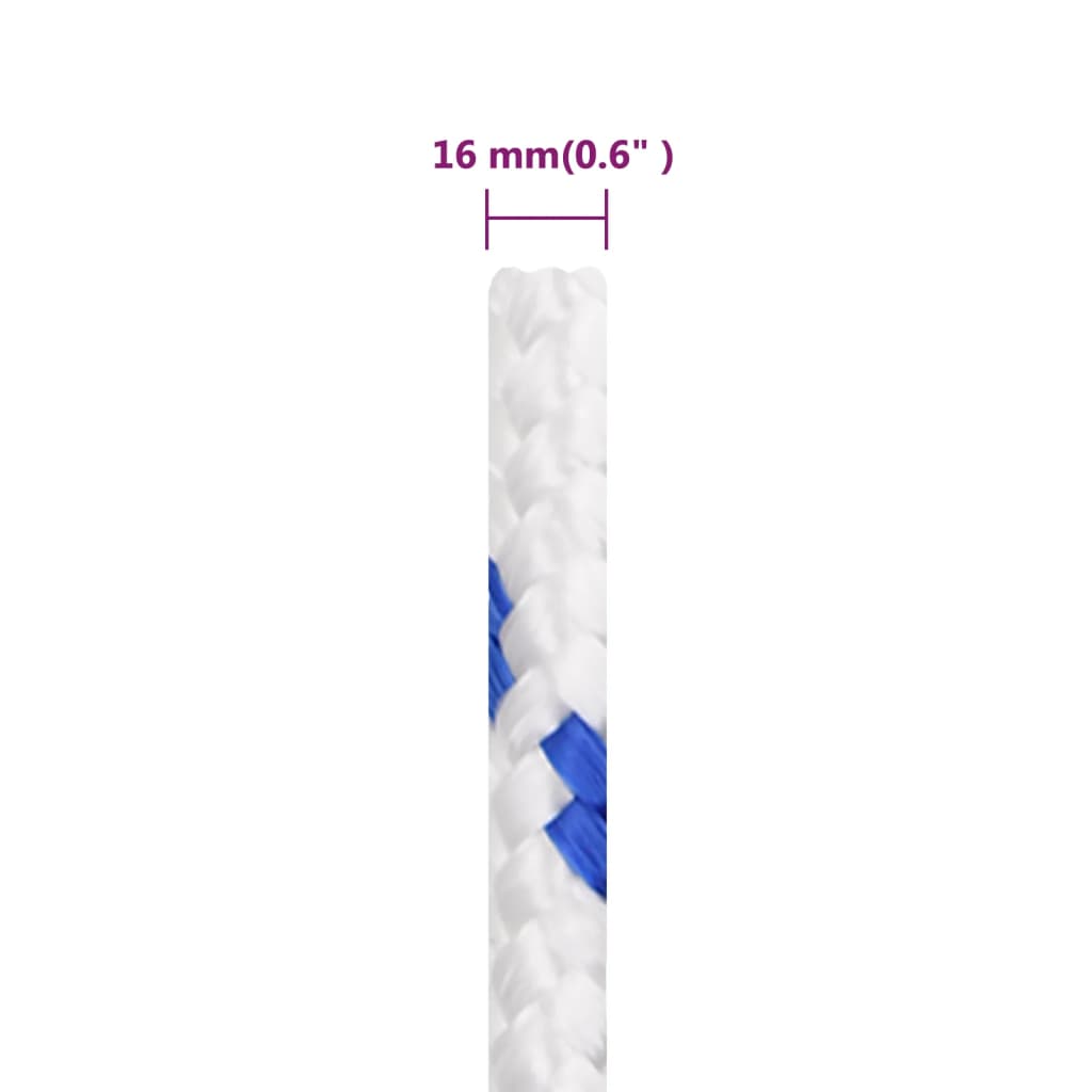 vidaXL Frânghie de barcă, alb, 16 mm, 100 m, polipropilenă vidaXL Frânghie de barcă, alb, 16 mm, 100 m, polipropilenă