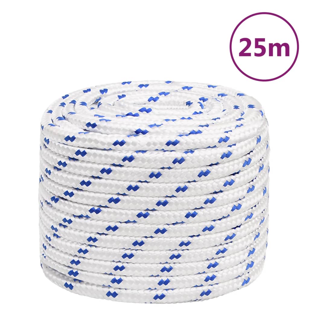 vidaXL Frânghie de barcă, alb, 18 mm, 25 m, polipropilenă vidaXL Frânghie de barcă, alb, 18 mm, 25 m, polipropilenă