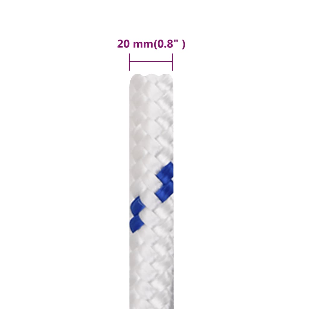 vidaXL Frânghie de barcă, alb, 20 mm, 25 m, polipropilenă vidaXL Frânghie de barcă, alb, 20 mm, 25 m, polipropilenă