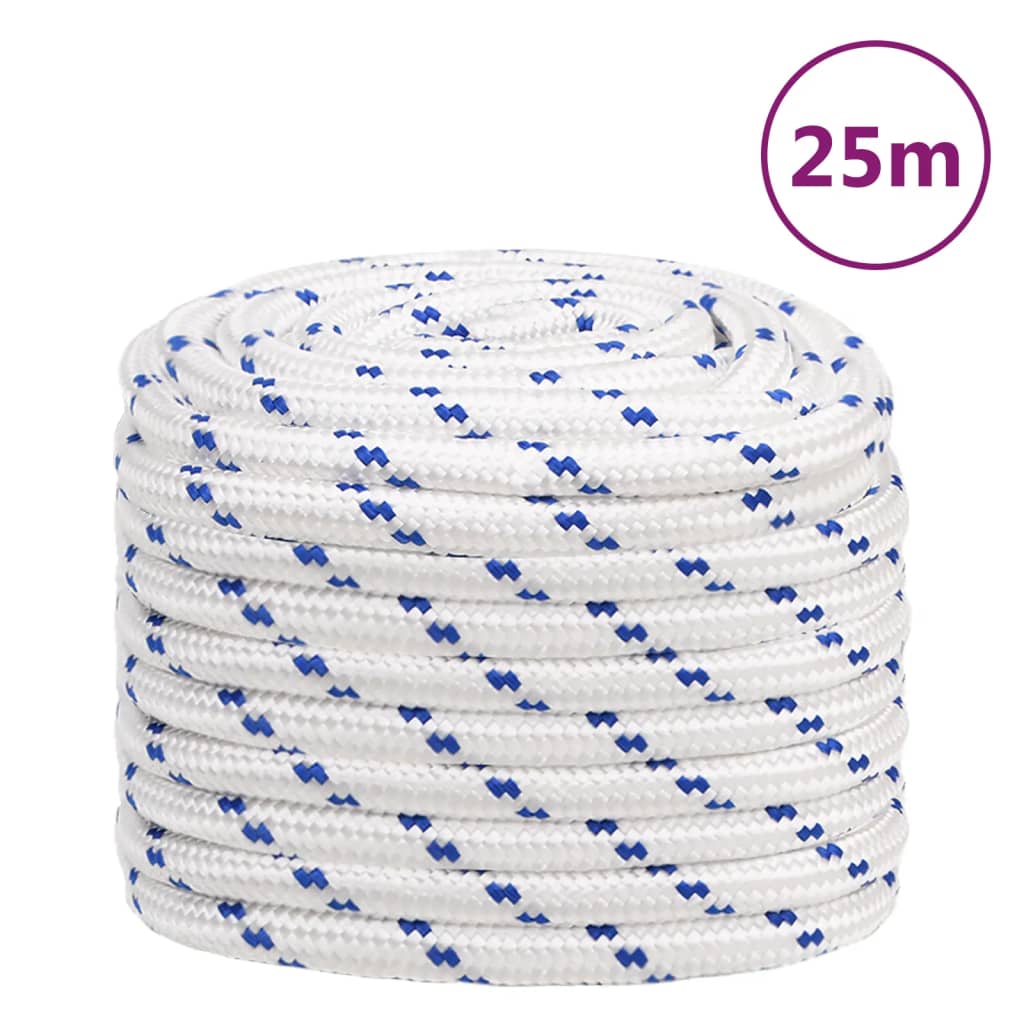 vidaXL Frânghie de barcă, alb, 20 mm, 25 m, polipropilenă vidaXL Frânghie de barcă, alb, 20 mm, 25 m, polipropilenă