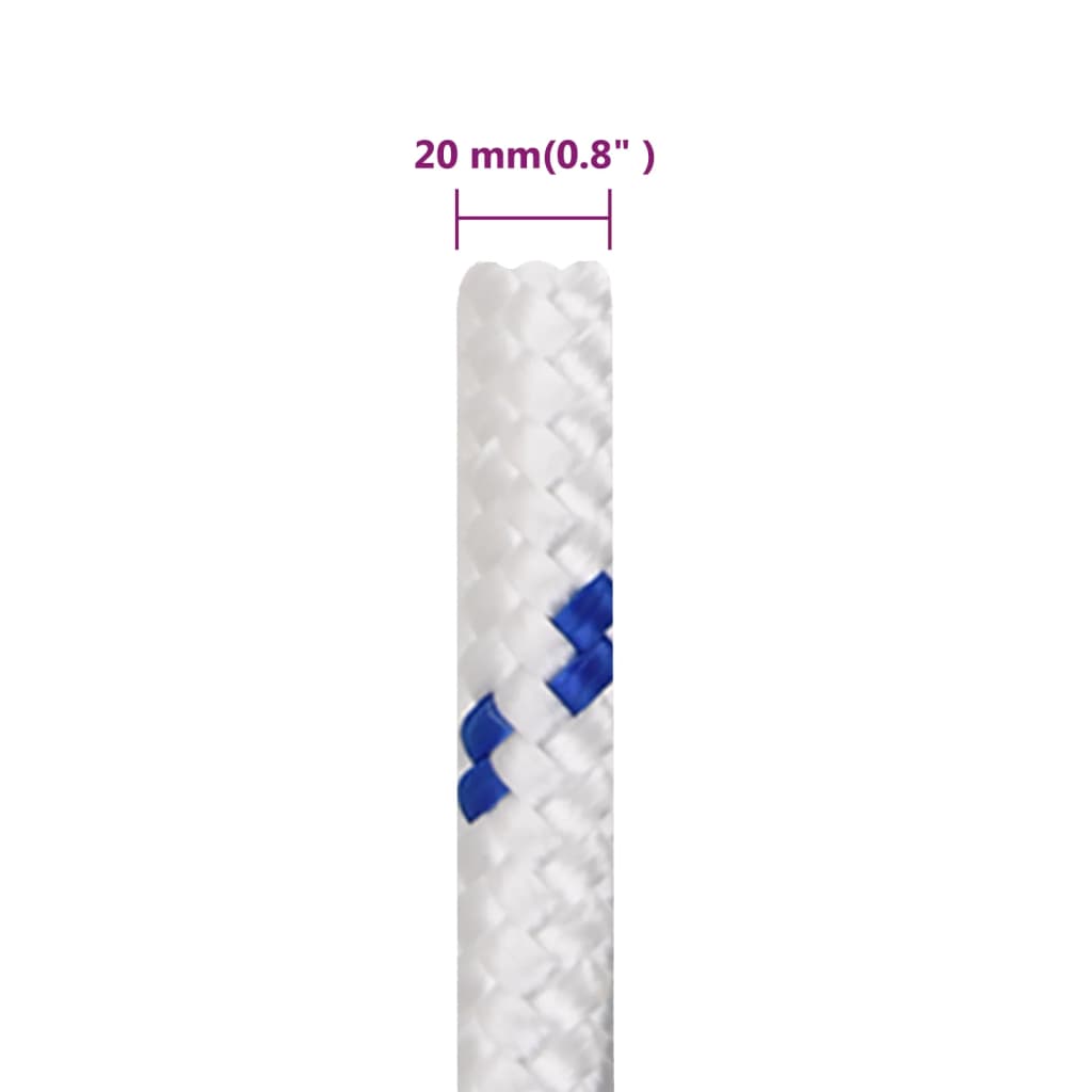 vidaXL Frânghie de barcă, alb, 20 mm, 100 m, polipropilenă vidaXL Frânghie de barcă, alb, 20 mm, 100 m, polipropilenă