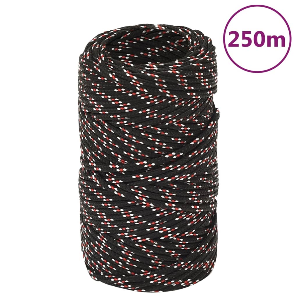 vidaXL Frânghie de barcă, negru, 2 mm, 250 m, polipropilenă vidaXL Frânghie de barcă, negru, 2 mm, 250 m, polipropilenă