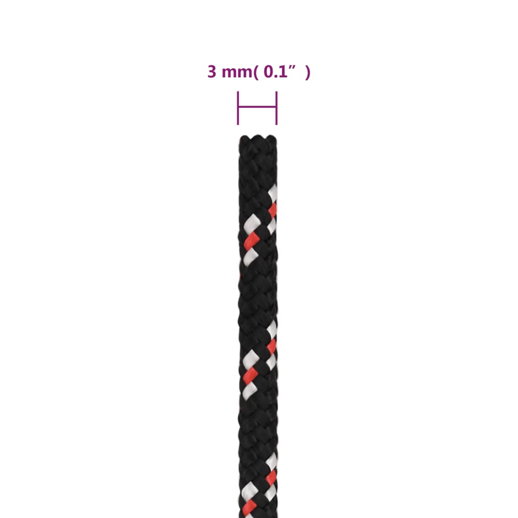 vidaXL Frânghie de barcă, negru, 3 mm, 50 m, polipropilenă vidaXL Frânghie de barcă, negru, 3 mm, 50 m, polipropilenă