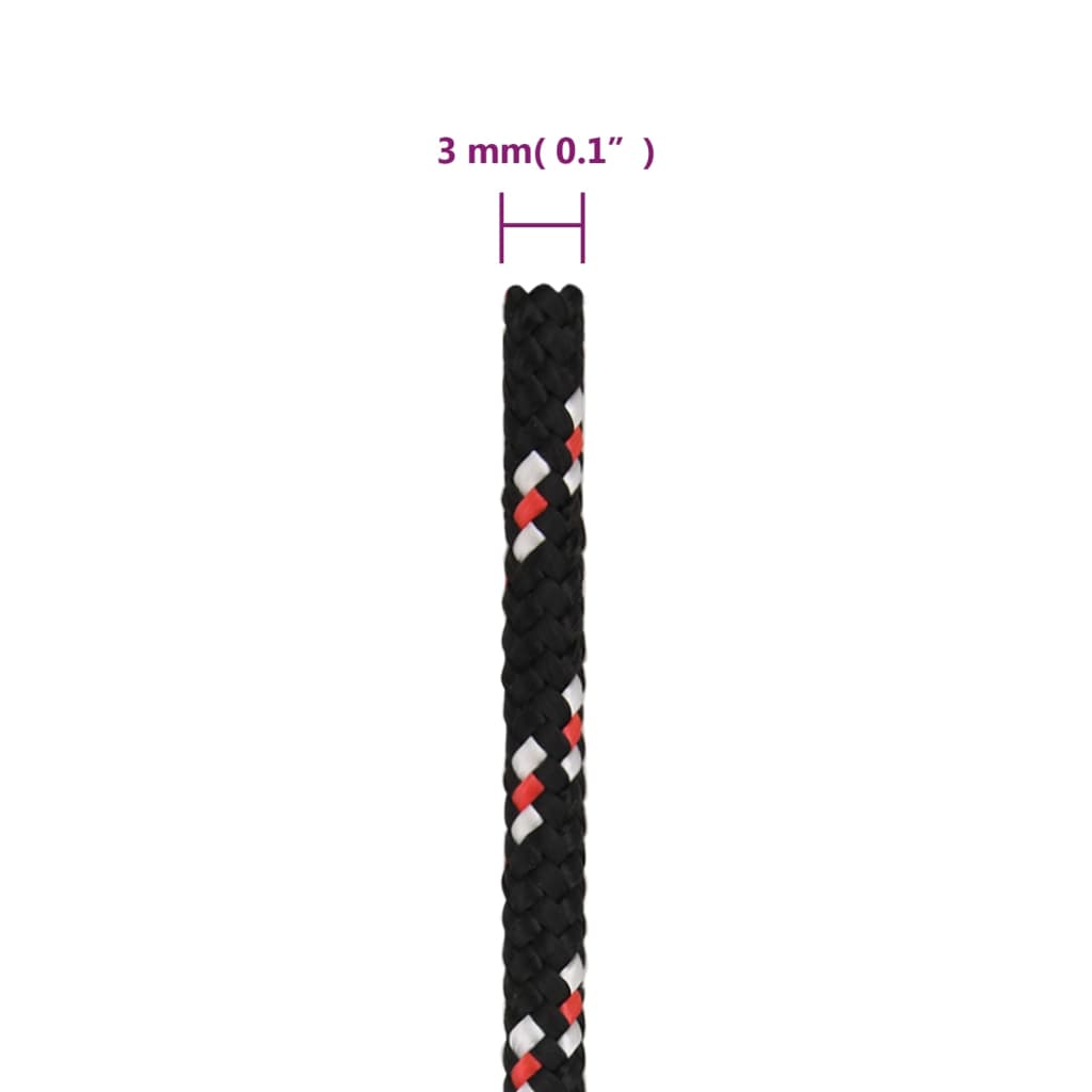 vidaXL Frânghie de barcă, negru, 3 mm, 100 m, polipropilenă vidaXL Frânghie de barcă, negru, 3 mm, 100 m, polipropilenă