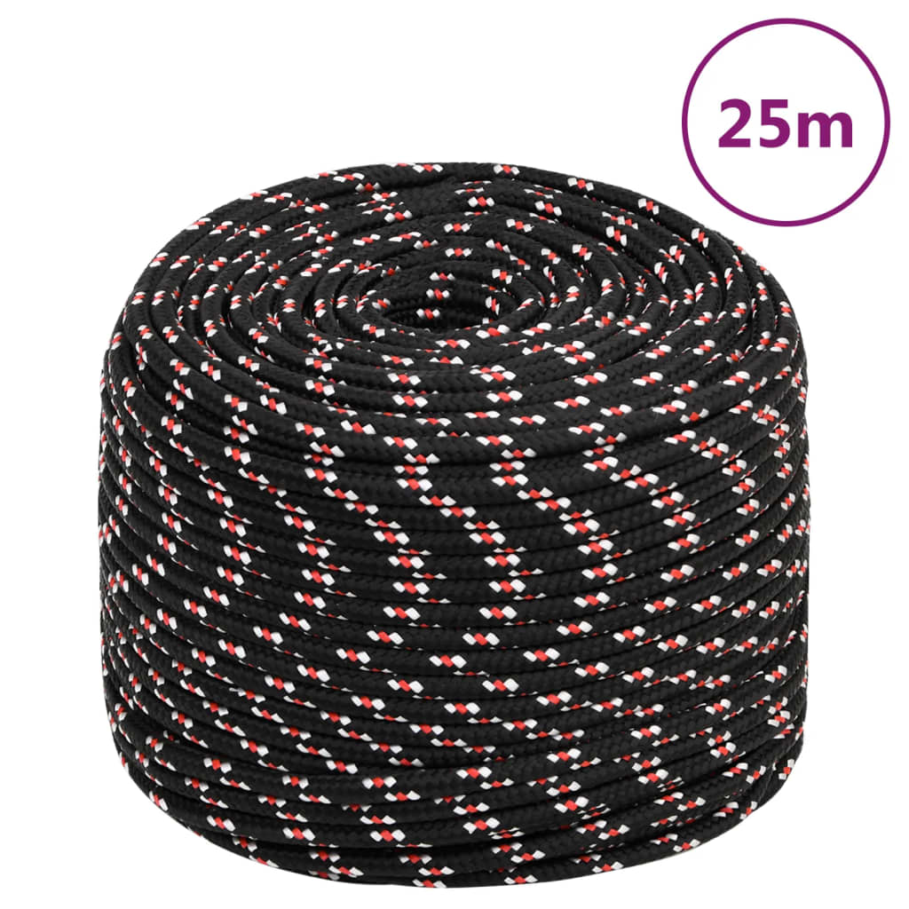 vidaXL Frânghie de barcă, negru, 6 mm, 25 m, polipropilenă vidaXL Frânghie de barcă, negru, 6 mm, 25 m, polipropilenă