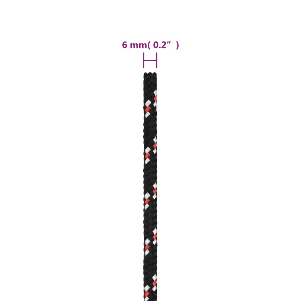 vidaXL Frânghie de barcă, negru, 6 mm, 50 m, polipropilenă vidaXL Frânghie de barcă, negru, 6 mm, 50 m, polipropilenă