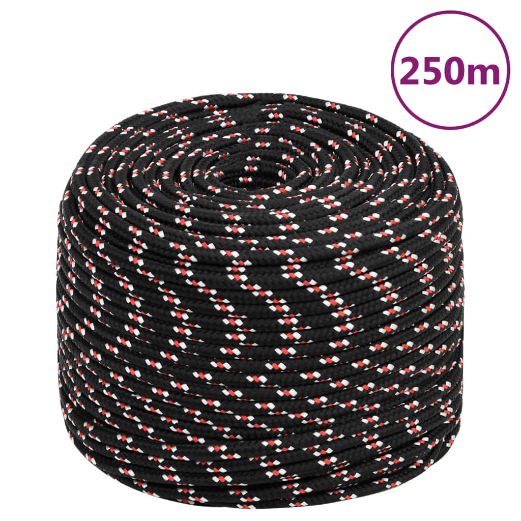 vidaXL Frânghie de barcă, negru, 6 mm, 250 m, polipropilenă vidaXL Frânghie de barcă, negru, 6 mm, 250 m, polipropilenă