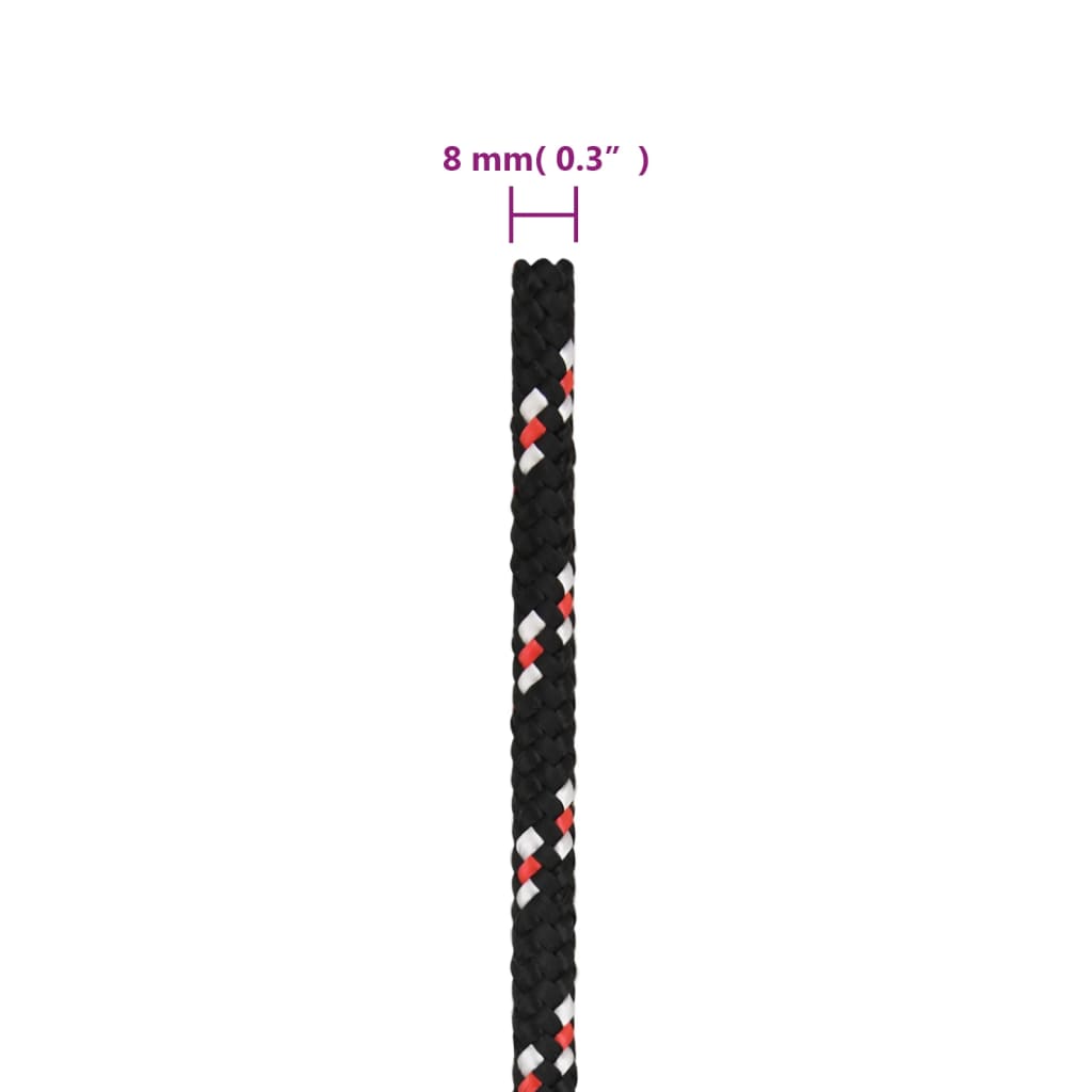 vidaXL Frânghie de barcă, negru, 8 mm, 50 m, polipropilenă vidaXL Frânghie de barcă, negru, 8 mm, 50 m, polipropilenă
