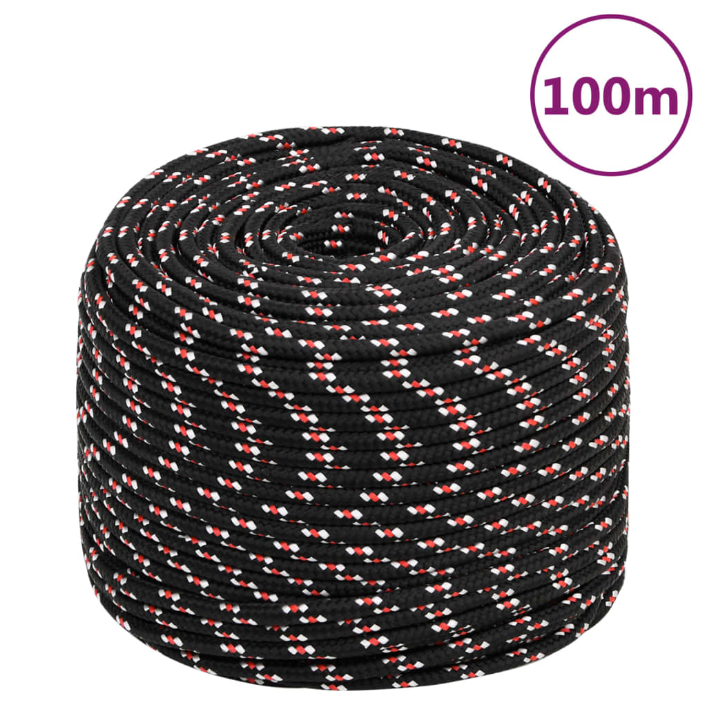 vidaXL Frânghie de barcă, negru, 10 mm, 100 m, polipropilenă vidaXL Frânghie de barcă, negru, 10 mm, 100 m, polipropilenă