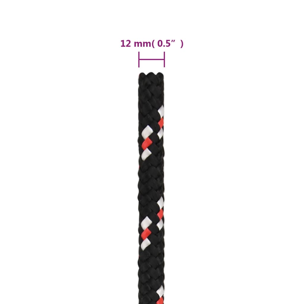 vidaXL Frânghie de barcă, negru, 12 mm, 25 m, polipropilenă vidaXL Frânghie de barcă, negru, 12 mm, 25 m, polipropilenă