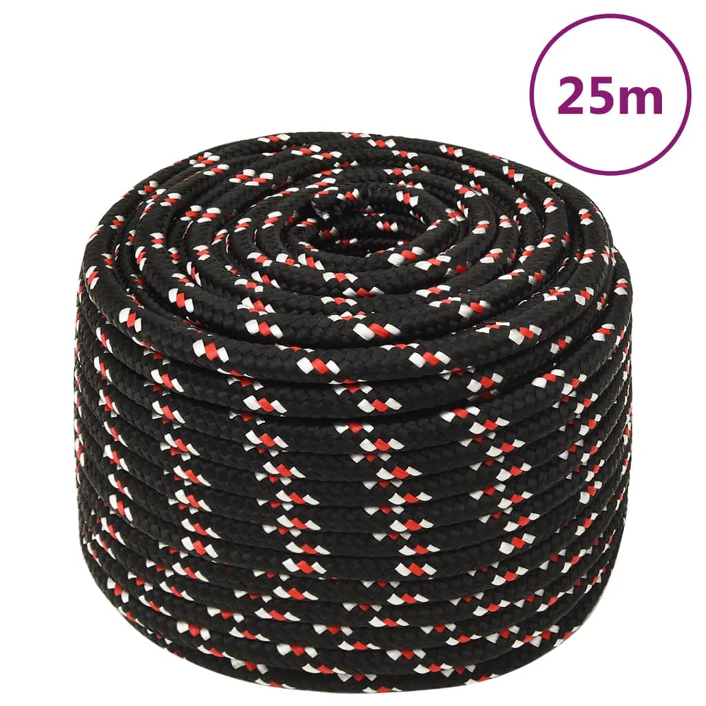 vidaXL Frânghie de barcă, negru, 12 mm, 25 m, polipropilenă vidaXL Frânghie de barcă, negru, 12 mm, 25 m, polipropilenă
