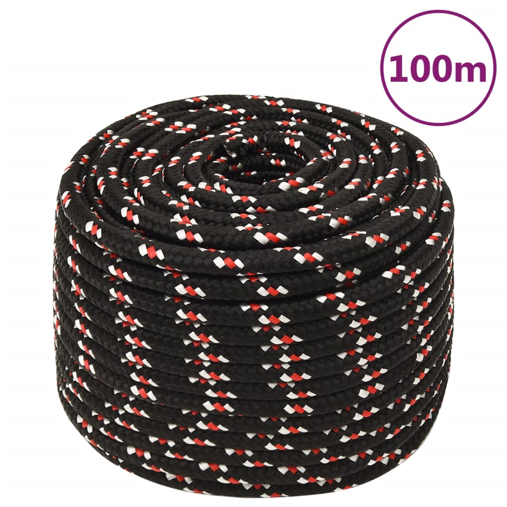 vidaXL Frânghie de barcă, negru, 12 mm, 100 m, polipropilenă vidaXL Frânghie de barcă, negru, 12 mm, 100 m, polipropilenă
