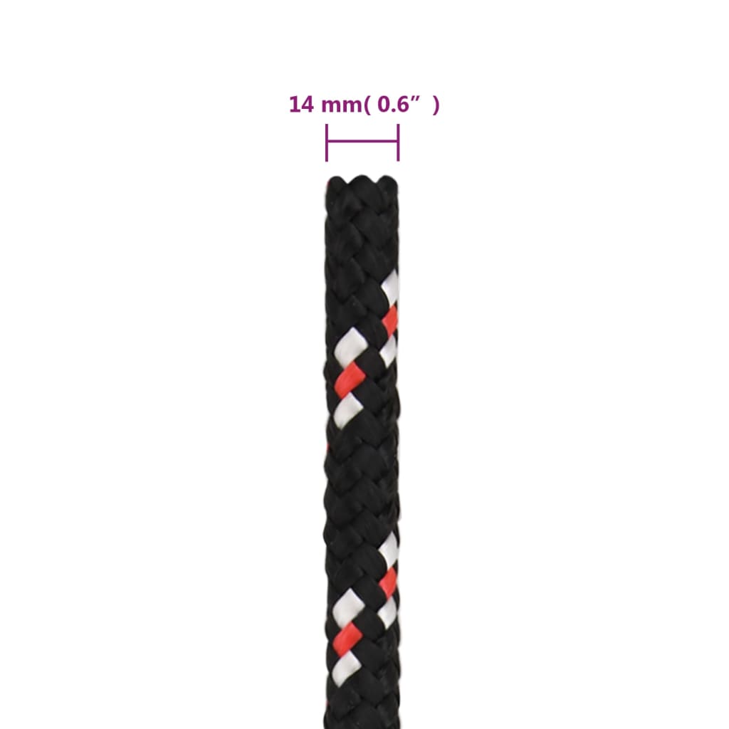 vidaXL Frânghie de barcă, negru, 14 mm, 25 m, polipropilenă vidaXL Frânghie de barcă, negru, 14 mm, 25 m, polipropilenă