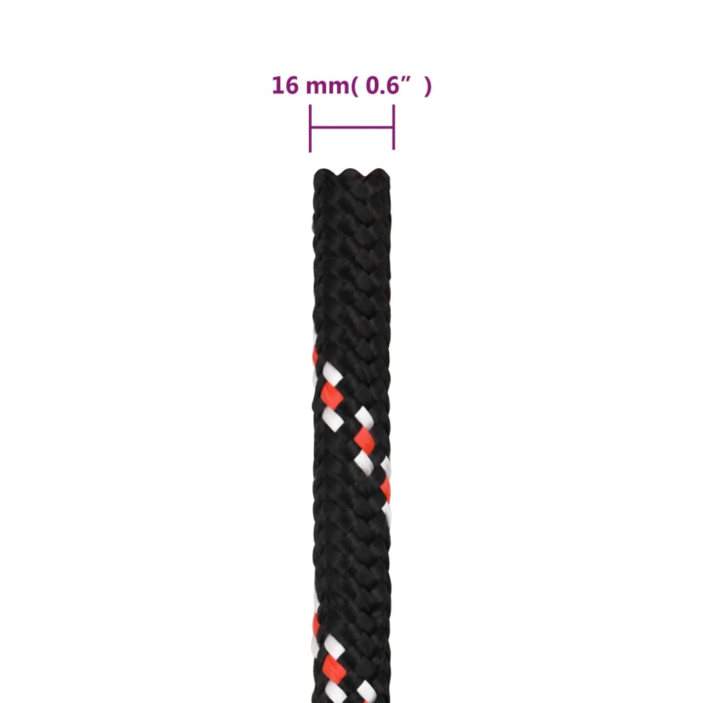 vidaXL Frânghie de barcă, negru, 16 mm, 25 m, polipropilenă vidaXL Frânghie de barcă, negru, 16 mm, 25 m, polipropilenă