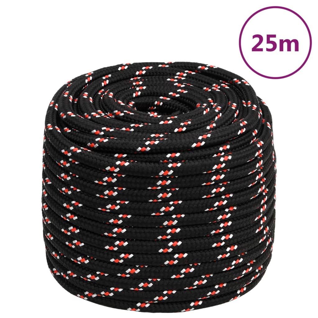 vidaXL Frânghie de barcă, negru, 16 mm, 25 m, polipropilenă vidaXL Frânghie de barcă, negru, 16 mm, 25 m, polipropilenă