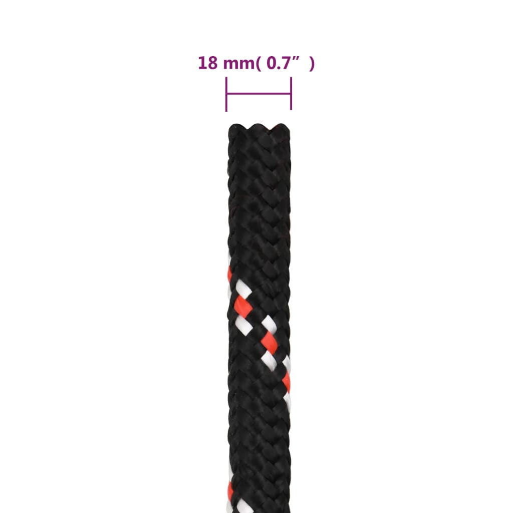 vidaXL Frânghie de barcă, negru, 18 mm, 100 m, polipropilenă vidaXL Frânghie de barcă, negru, 18 mm, 100 m, polipropilenă