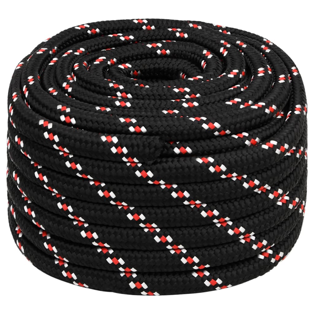 vidaXL Frânghie de barcă, negru, 20 mm, 50 m, polipropilenă vidaXL Frânghie de barcă, negru, 20 mm, 50 m, polipropilenă