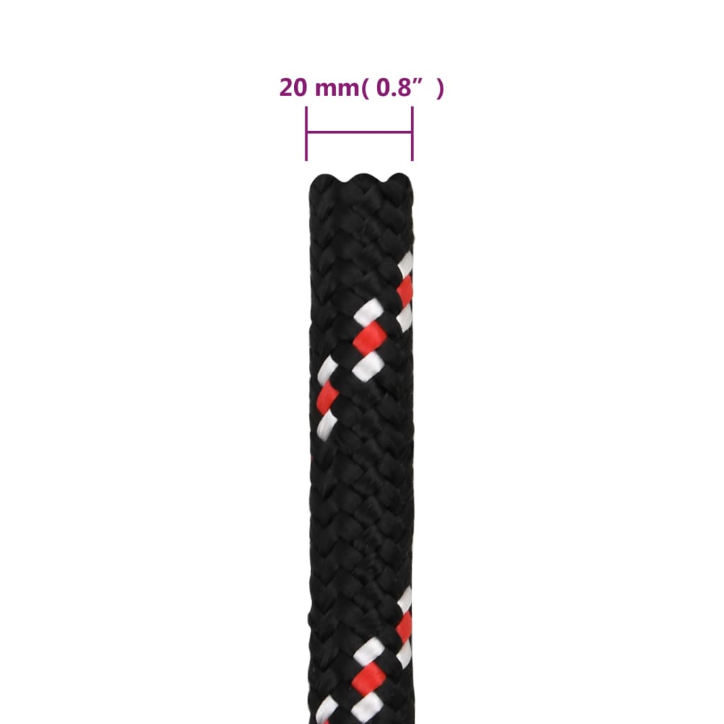 vidaXL Frânghie de barcă, negru, 20 mm, 100 m, polipropilenă vidaXL Frânghie de barcă, negru, 20 mm, 100 m, polipropilenă