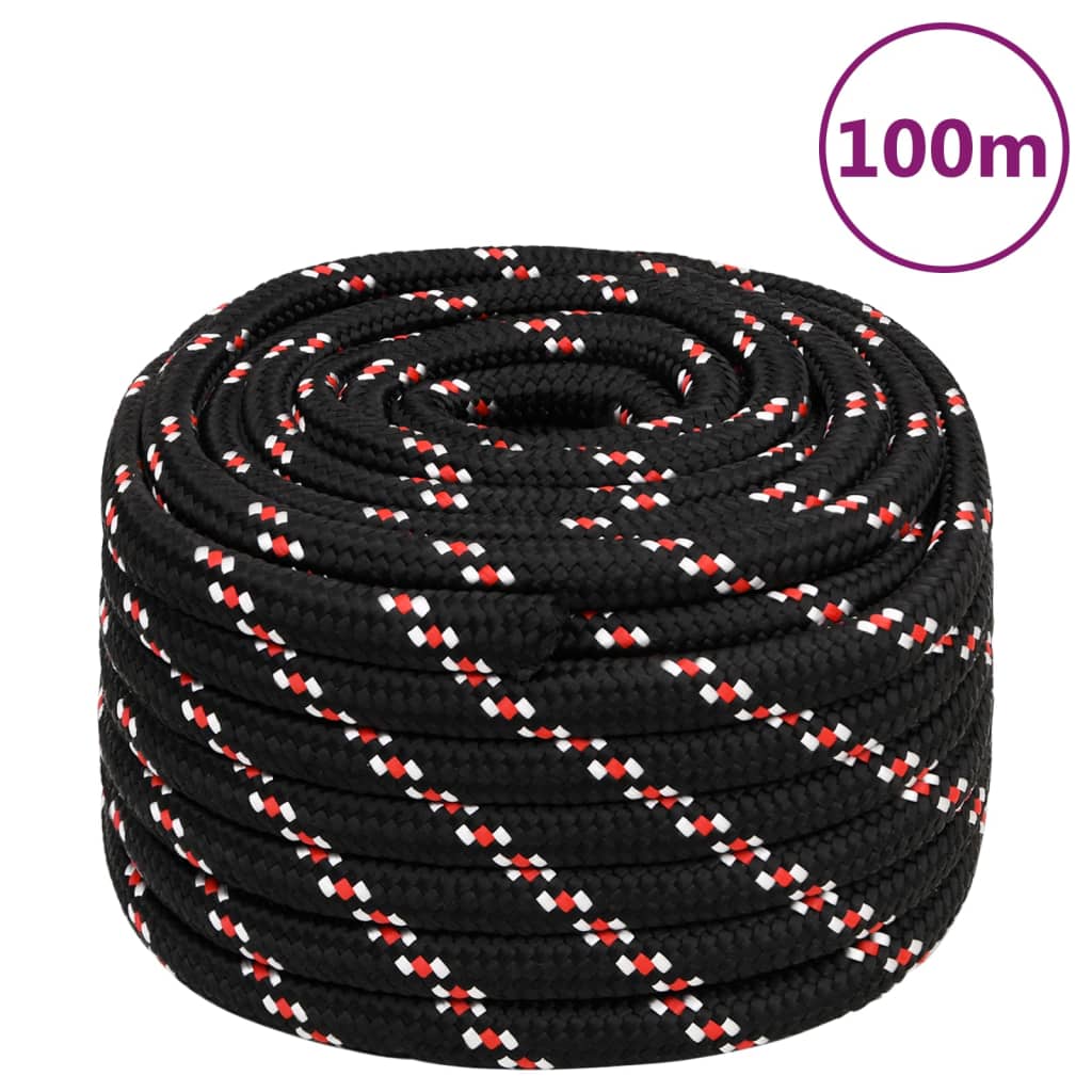 vidaXL Frânghie de barcă, negru, 20 mm, 100 m, polipropilenă vidaXL Frânghie de barcă, negru, 20 mm, 100 m, polipropilenă