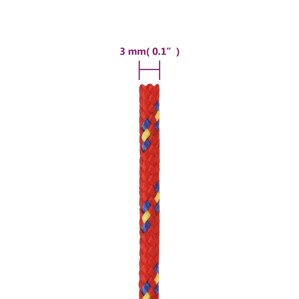 vidaXL Frânghie de barcă, roșu, 3 mm, 250 m, polipropilenă vidaXL Frânghie de barcă, roșu, 3 mm, 250 m, polipropilenă