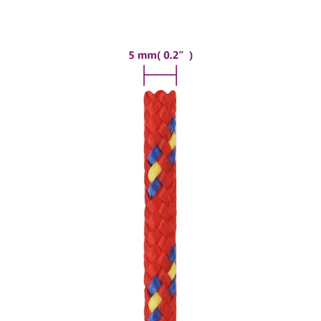 vidaXL Frânghie de barcă, roșu, 5 mm, 100 m, polipropilenă vidaXL Frânghie de barcă, roșu, 5 mm, 100 m, polipropilenă