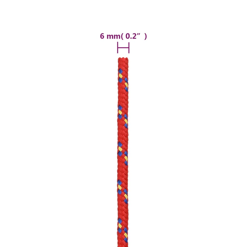 vidaXL Frânghie de barcă, roșu, 6 mm, 25 m, polipropilenă