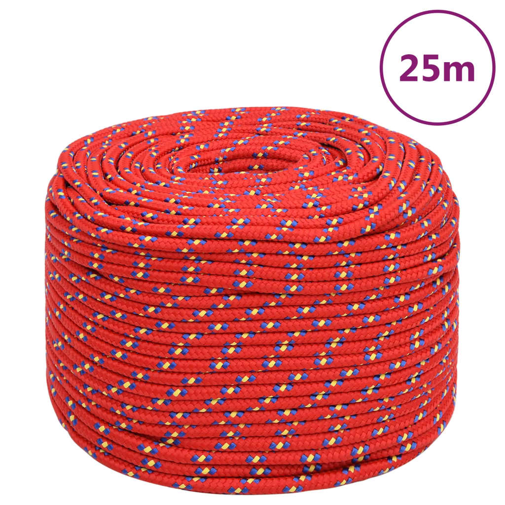 vidaXL Frânghie de barcă, roșu, 6 mm, 25 m, polipropilenă