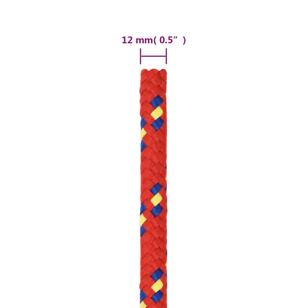 vidaXL Frânghie de barcă, roșu, 12 mm, 25 m, polipropilenă vidaXL Frânghie de barcă, roșu, 12 mm, 25 m, polipropilenă