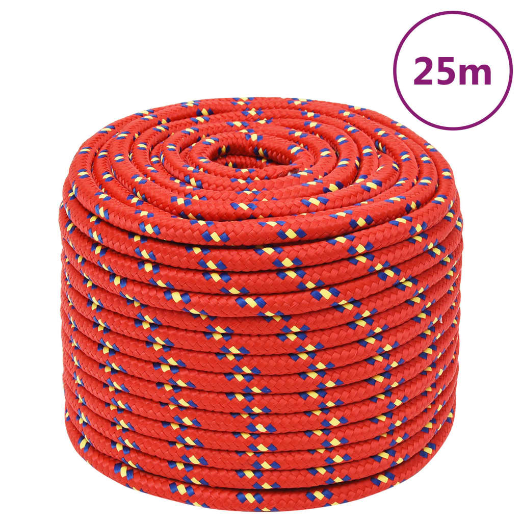 vidaXL Frânghie de barcă, roșu, 12 mm, 25 m, polipropilenă vidaXL Frânghie de barcă, roșu, 12 mm, 25 m, polipropilenă