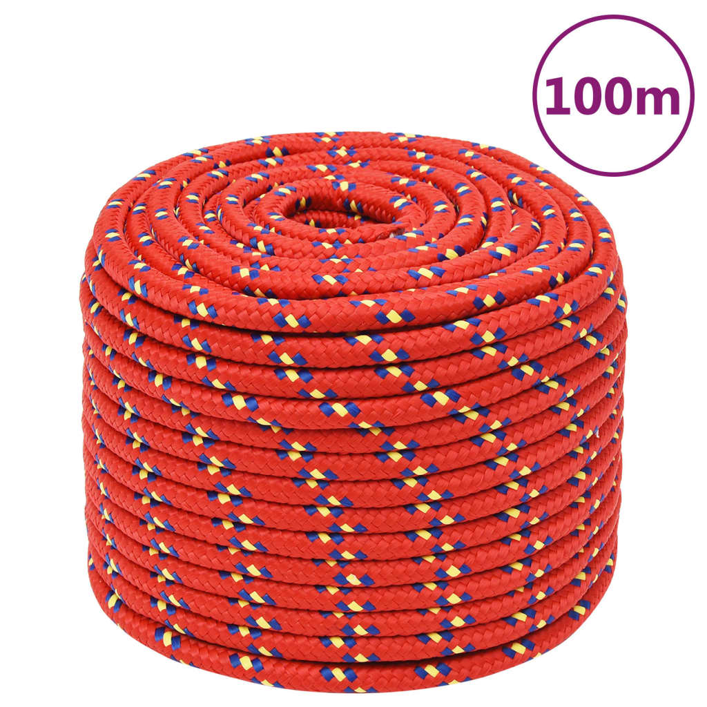 vidaXL Frânghie de barcă, roșu, 14 mm, 100 m, polipropilenă vidaXL Frânghie de barcă, roșu, 14 mm, 100 m, polipropilenă