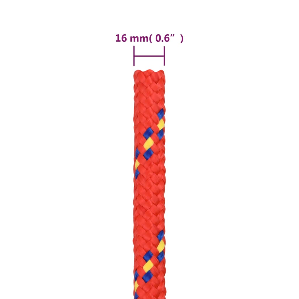 vidaXL Frânghie de barcă, roșu, 16 mm, 100 m, polipropilenă vidaXL Frânghie de barcă, roșu, 16 mm, 100 m, polipropilenă