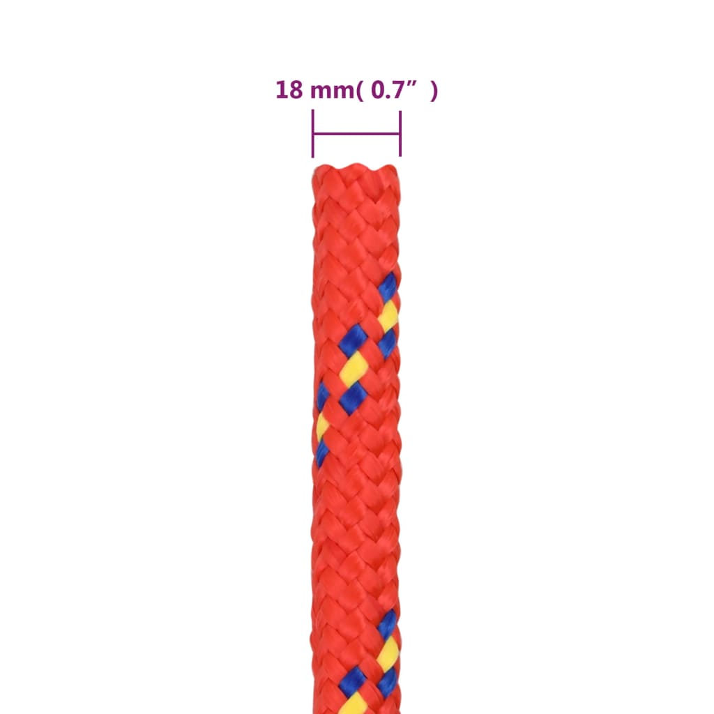 vidaXL Frânghie de barcă, roșu, 18 mm, 25 m, polipropilenă vidaXL Frânghie de barcă, roșu, 18 mm, 25 m, polipropilenă