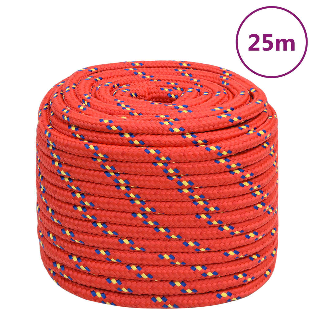 vidaXL Frânghie de barcă, roșu, 18 mm, 25 m, polipropilenă vidaXL Frânghie de barcă, roșu, 18 mm, 25 m, polipropilenă