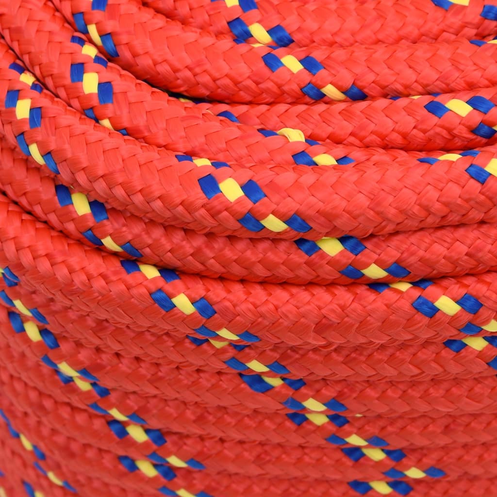 vidaXL Frânghie de barcă, roșu, 18 mm, 100 m, polipropilenă