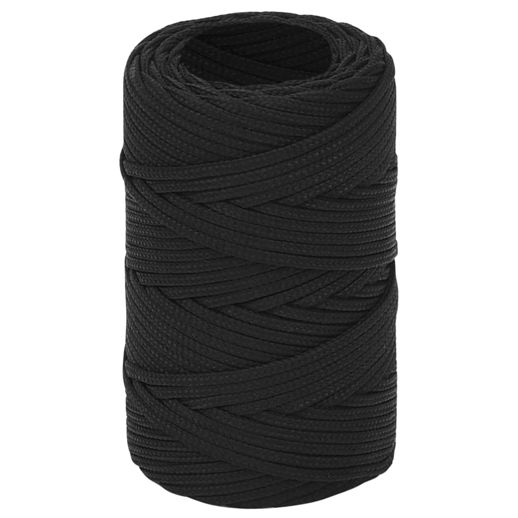vidaXL Frânghie de barcă, negru complet, 2 mm, 25 m, polipropilenă vidaXL Frânghie de barcă, negru complet, 2 mm, 25 m, polipropilenă